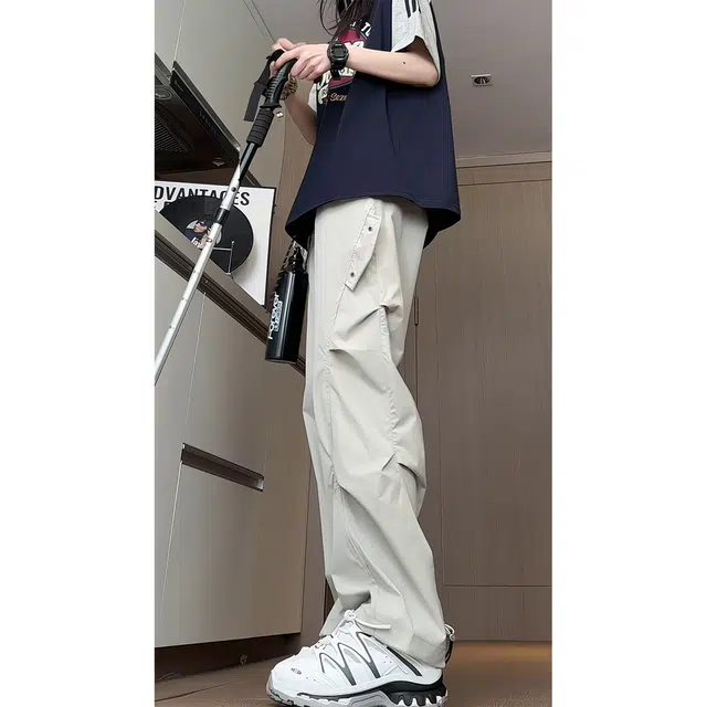 徐百货 夏季冰感速干薄款设计感工装伞兵裤子高级感直筒宽松阔腿休闲裤 男女同款