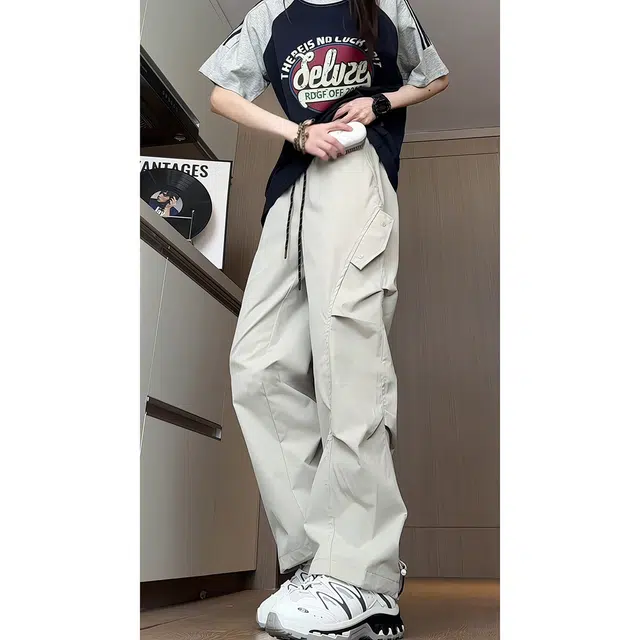 徐百货 夏季冰感速干薄款设计感工装伞兵裤子高级感直筒宽松阔腿休闲裤 男女同款