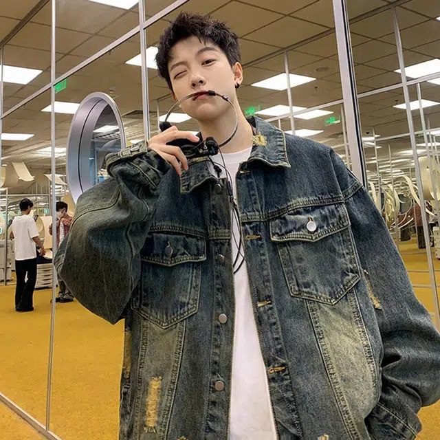 徐百货 美式水洗做旧潮牌复古破洞设计感休闲潮流百搭宽松舒适牛仔外套 男女同款