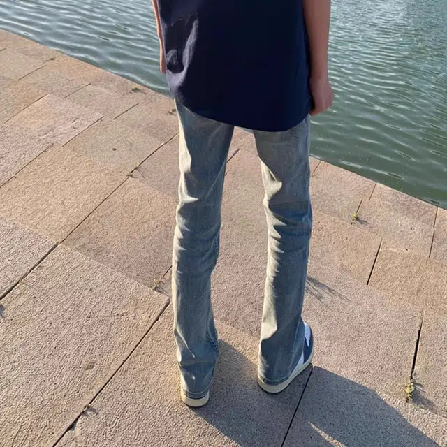 徐百货 美式弯刀直筒裤美式高街裤子高个子直筒微喇裤潮流百搭牛仔裤 男女同款