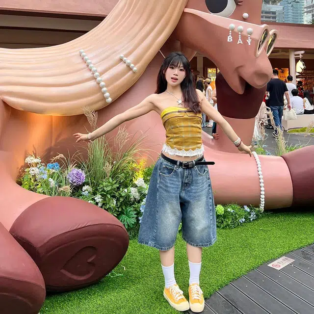 徐百货 美式复古休闲水洗五分中裤做旧阔腿直筒裤夏季必备潮流百搭牛仔短裤 男女同款