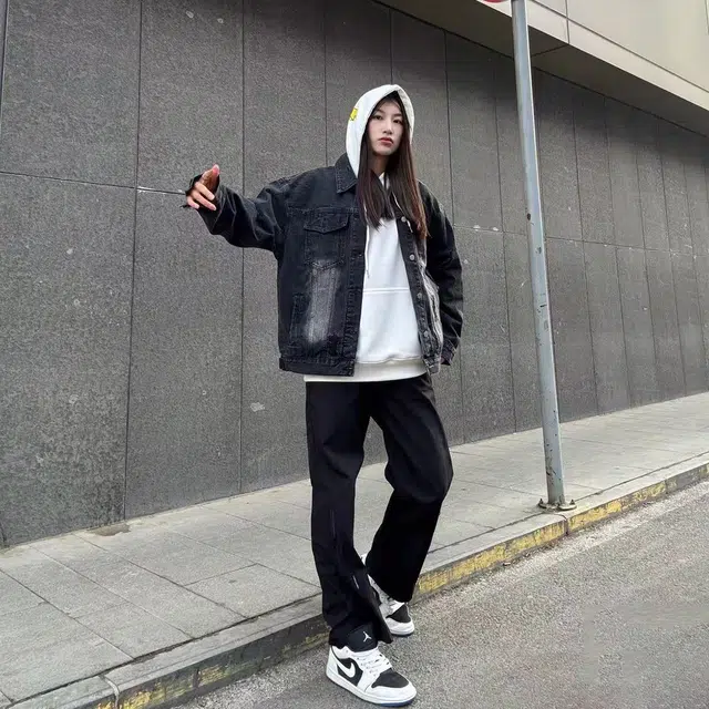 徐百货 美式潮牌水洗做旧扎染春秋季帅气宽松复古夹克上衣长袖牛仔外套 男女同款