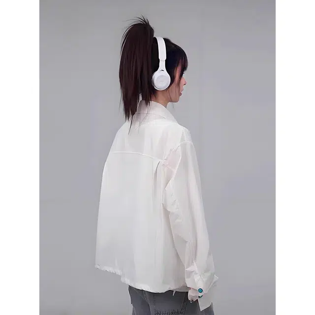 徐百货 防晒高级翻领纯色舒适休闲薄款长袖衬衫 男女同款