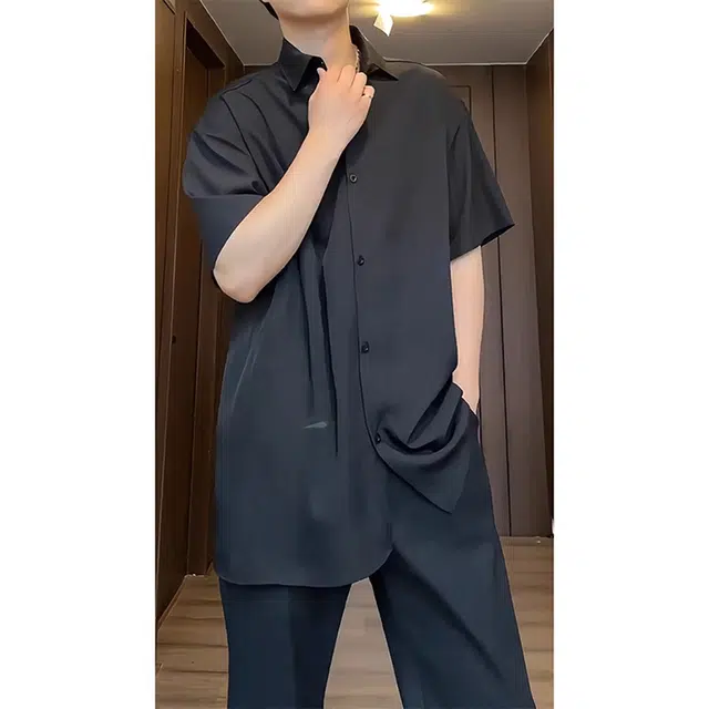 徐百货 徐百货垂感凉感衬衣薄款外套韩系高级感短袖衬衫 男女同款