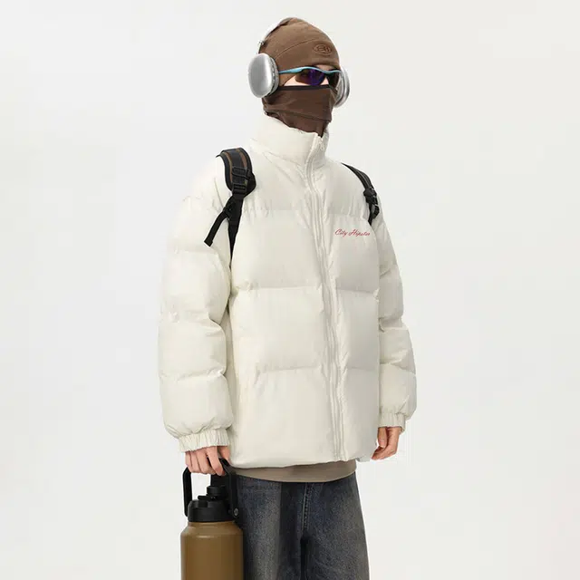 徐百货 复古潮流简约上衣外套高级感艺术签名字母基础款美式高街宽松面包服痞帅百搭棉服 男女同款