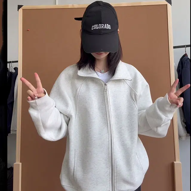 徐百货 美式重磅立领开衫春秋季双拉链纯色百搭挺括宽松情侣运动舒适外套上衣卫衣 男女同款