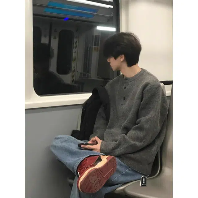 徐百货 美式亨利领春秋冬季复古慵懒老钱风高级感内搭外套毛衣 男女同款