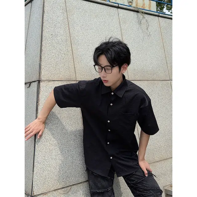 徐百货 百搭潮流宽松短袖衬衫 男女同款