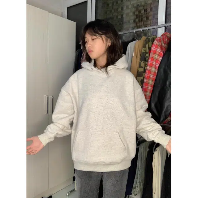 徐百货 美式重磅纯色连帽上衣设计感肩上拉链潮牌长袖宽松舒适潮流百搭卫衣 男女同款