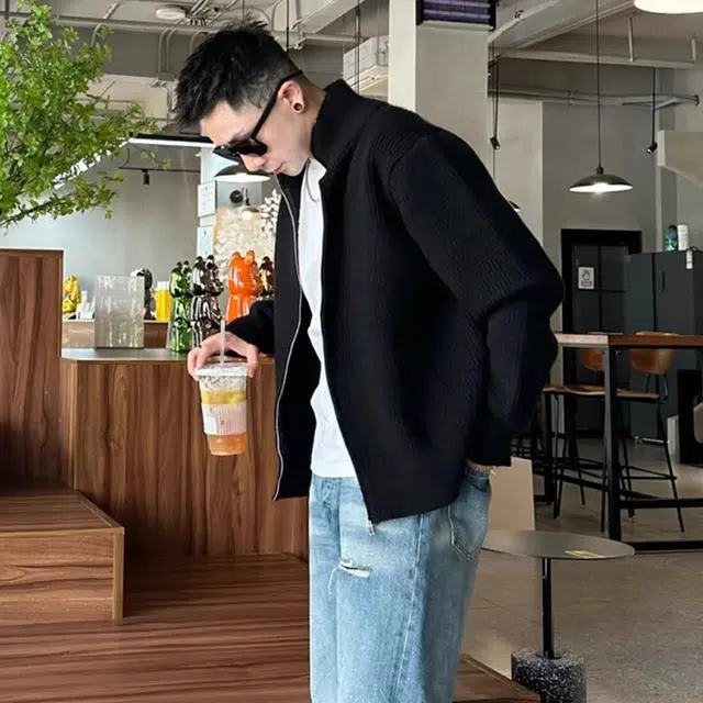 徐百货 美式立领开衫氛围感穿搭松弛感上衣复古卫衣外套潮流百搭宽松舒适毛衣 男女同款