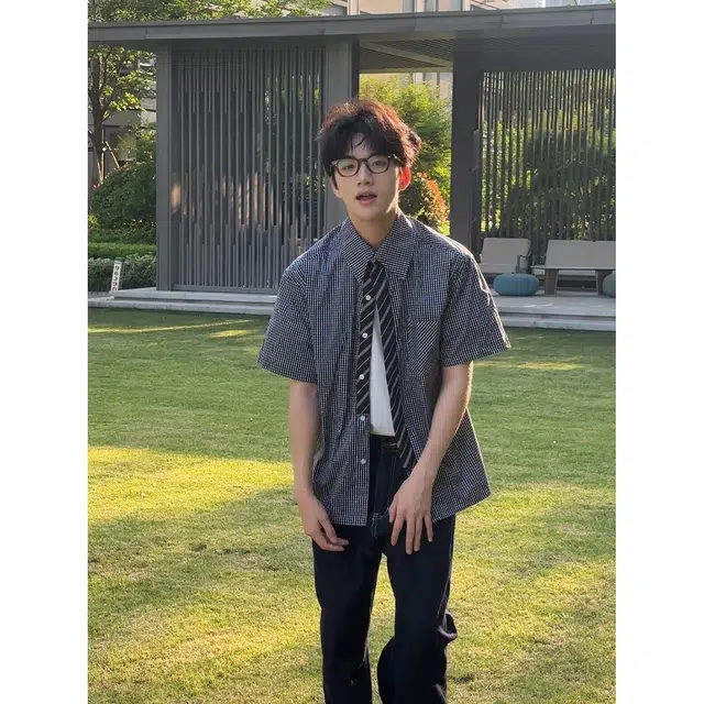 徐百货 格子设计感舒适时尚百搭休闲短袖衬衫 男女同款