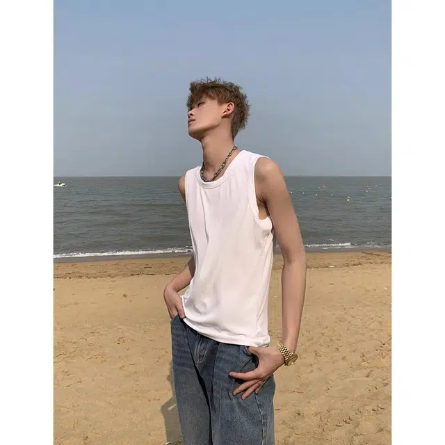 徐百货 美式潮牌纯色休闲百搭运动训练健身背心 男女同款