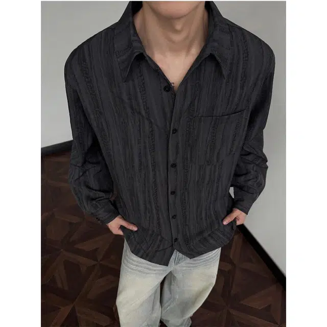 徐百货 肌理感条纹长袖防晒外套松弛感通勤休闲衬衫 男女同款