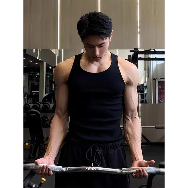 徐百货 美式重磅螺纹坎肩夏季紧身弹性运动训练健身无袖背心 男女同款
