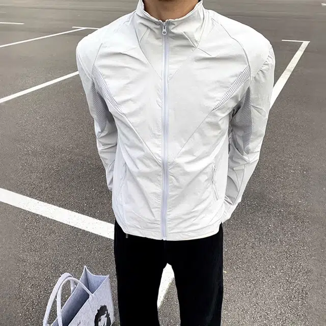 徐百货 网眼透气冰丝夏季骑行服速干拼接外套立领美式短款夹克防晒服 男女同款
