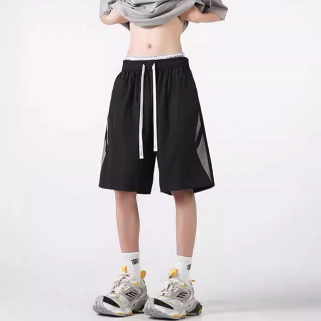 徐百货 美式潮牌速干夏季宽松冰丝透气薄款运动跑步五分中裤休闲短裤 男女同款