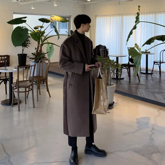 徐百货 英伦雅痞毛呢外衣中长款春秋冬季韩版高级过膝加厚潮牌呢子西装外套大衣 男女同款