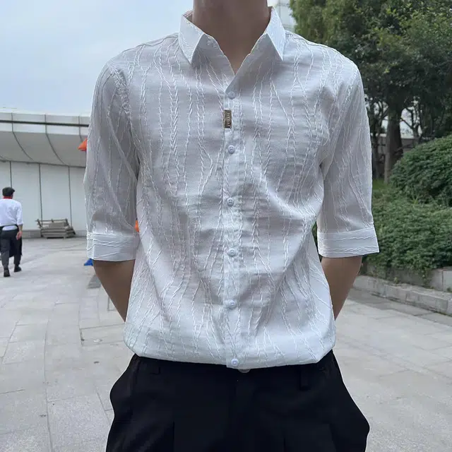 徐百货 英伦潮牌痞帅高级感搭配潮流百搭宽松舒适短袖衬衫 男女同款