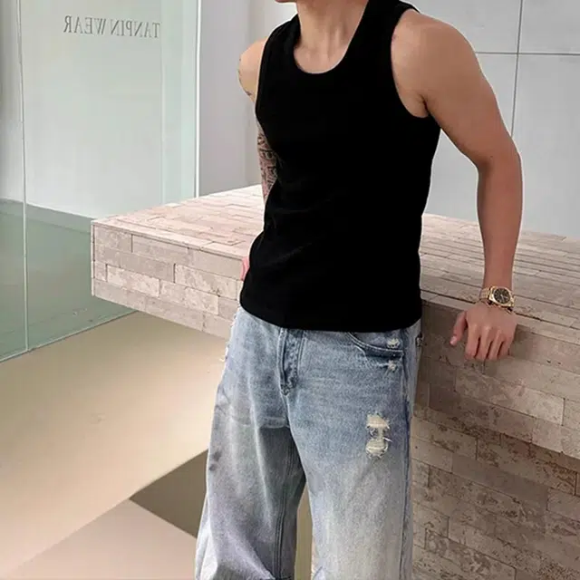 徐百货 美式条纹夏季坎肩舒适无袖背心 男女同款