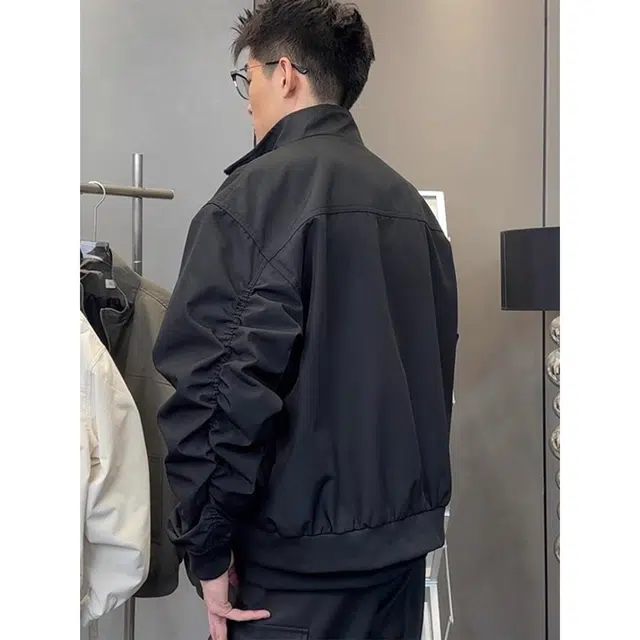 徐百货 美式教练飞行员春秋季痞帅正肩硬挺立领三防冲锋衣夹克外套 男女同款