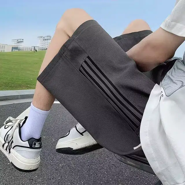 徐百货 美式潮牌复古三条杠设计感户外登山宽松大码五分中裤夏季休闲短裤 男女同款