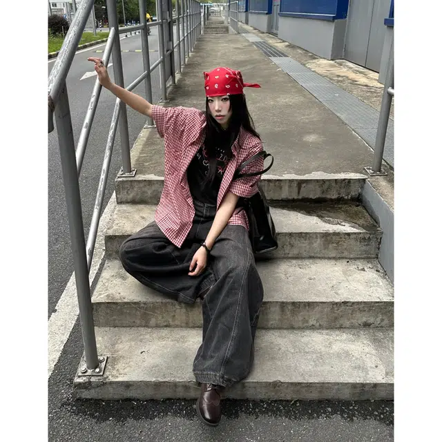 徐百货 美式休闲格纹宽松百搭格子短款衬衣上衣潮流百搭宽松舒适短袖衬衫 男女同款