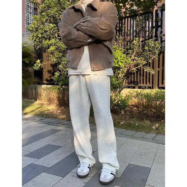 徐百货 美式褶皱侧条纹拼接卫裤潮牌宽松大码直筒阔腿休闲长裤子潮流百搭舒适针织运动裤 男女同款