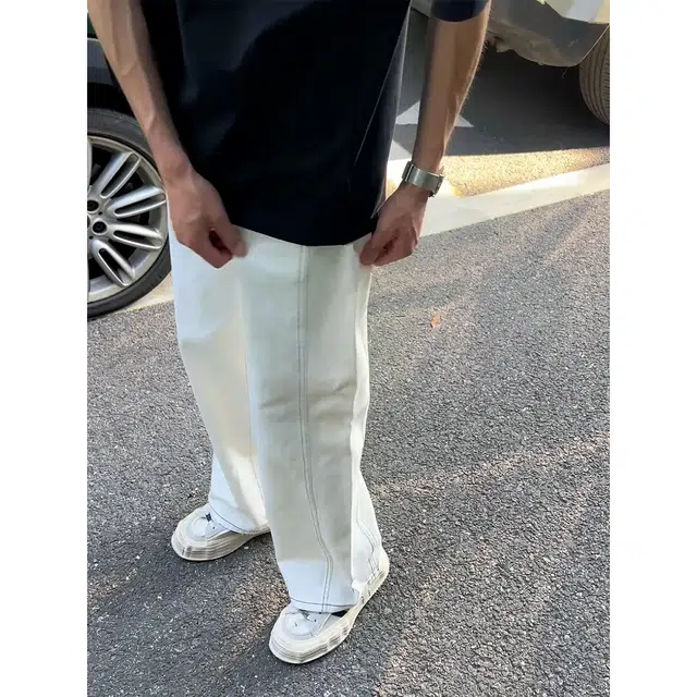 徐百货 休闲微喇个性水洗宽松阔腿高街潮牌百搭直筒牛仔裤 男女同款