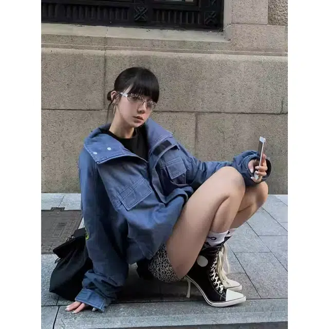 徐百货 美式复古立领座山雕工装外套廓形正肩棒球服宽松舒适潮流百搭夹克 男女同款