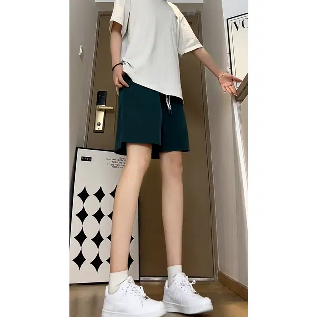徐百货 美式潮牌冰丝夏季薄款透气速干运动裤大码宽松直筒五分中裤休闲短裤 男女同款