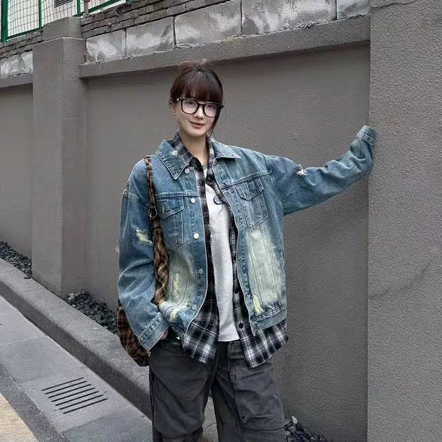 徐百货 美式高街水洗做旧飞行员夹克复古潮牌百搭上衣潮流牛仔外套 男女同款