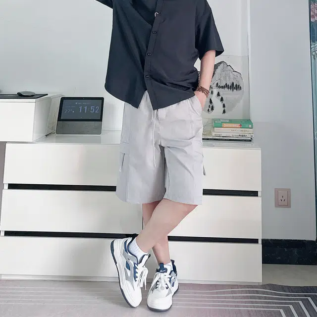 徐百货 美式潮牌冰丝薄款速干夏季休闲透气宽松篮球裤子五分裤工装短裤 男女同款