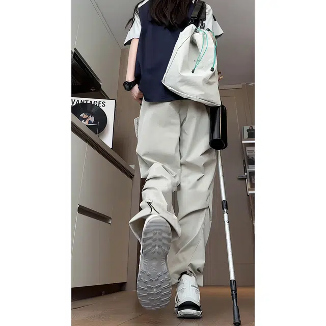 徐百货 夏季冰感速干薄款设计感工装伞兵裤子高级感直筒宽松阔腿休闲裤 男女同款