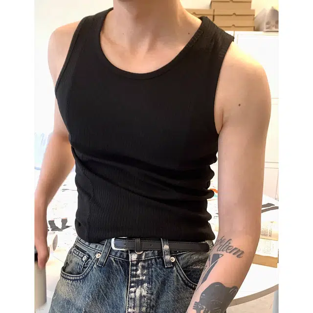 徐百货 韩版螺纹紧身弹力纯色运动健身无袖打底衫休闲坎肩潮流百搭背心 男女同款