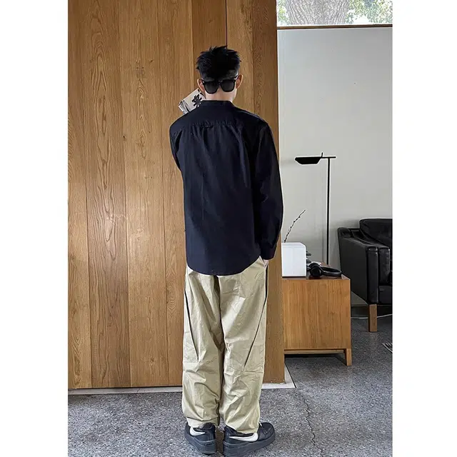 徐百货 美式潮牌简约休闲百搭圆领潮流宽松纯棉韩版时尚长袖上衣衬衫 男女同款