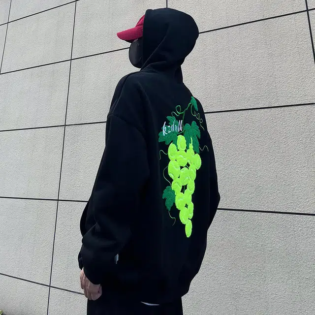 徐百货 美式高街潮牌百搭休闲葡萄网球毛巾绣上衣潮流宽松连帽卫衣 男女同款