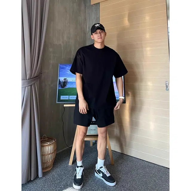 徐百货 美式运动纯色五分裤百搭宽松休闲短裤 男女同款