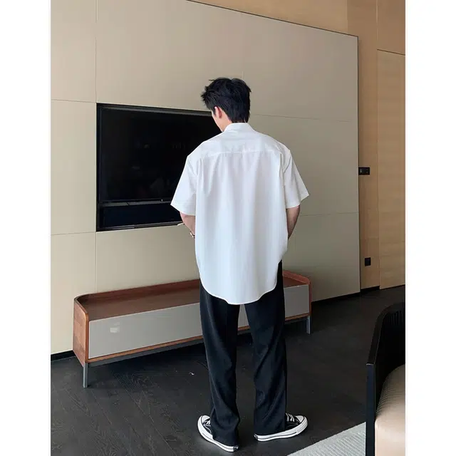 徐百货 新中式夏季垂感痞帅潮流穿搭国风暗扣工装半袖衬衣短袖衬衫 男女同款