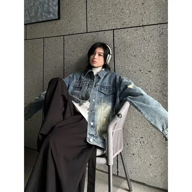 徐百货 美式复古水洗短款潮牌宽松春秋设计感夹克百搭上衣潮流牛仔外套 男女同款