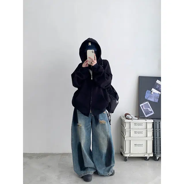 徐百货 美式宽松休闲薄款阔腿裤灯笼裤潮流裤百搭牛仔裤 男女同款