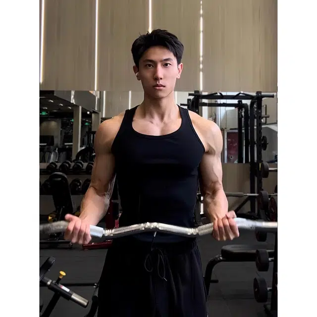徐百货 美式重磅螺纹坎肩夏季紧身弹性运动训练健身无袖背心 男女同款