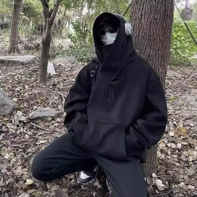 徐百货 堆堆领遮面设计感上衣连帽春秋季美式潮牌重磅硬挺高级感机能风外套卫衣 男女同款