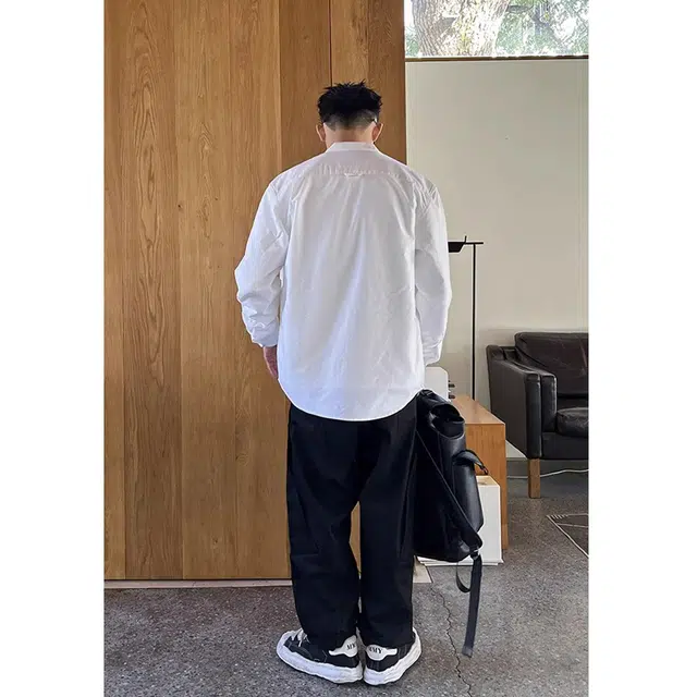 徐百货 美式潮牌简约休闲百搭圆领潮流宽松纯棉韩版时尚长袖上衣衬衫 男女同款