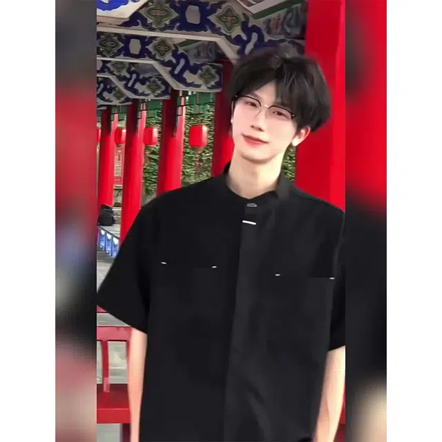 徐百货 新中式夏季垂感痞帅潮流穿搭国风暗扣工装半袖衬衣短袖衬衫 男女同款