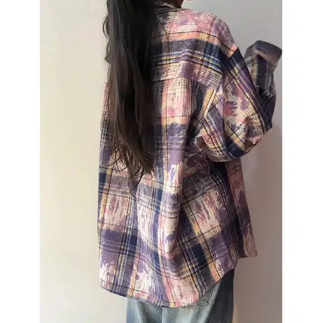 徐百货 美式高街格子扎染潮牌百搭休闲时尚宽松潮流少年感痞帅短袖翻领衬衣衬衫 男女同款