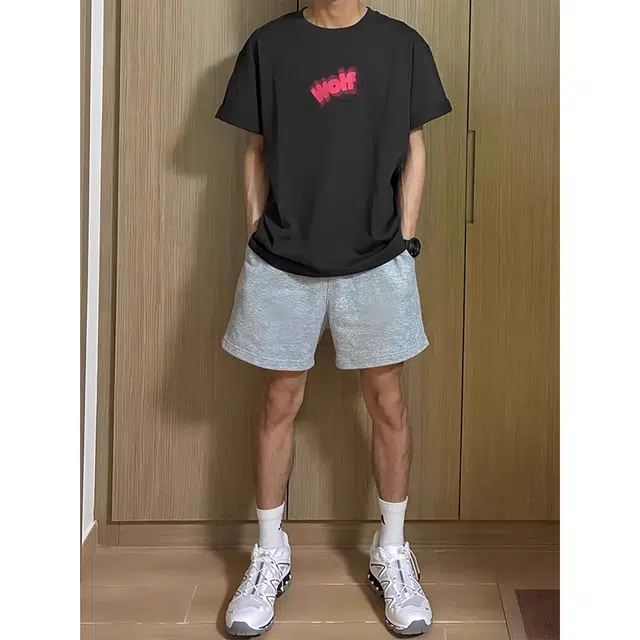 徐百货 美式潮牌运动健身外穿宽松直筒五分休闲短裤 男女同款
