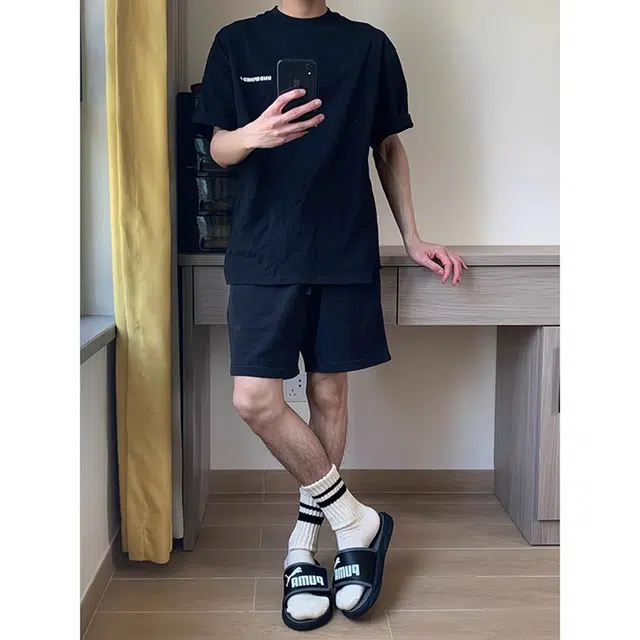 徐百货 美式五分运动裤重磅裤子宽松中裤潮流百搭宽松舒适休闲短裤 男女同款