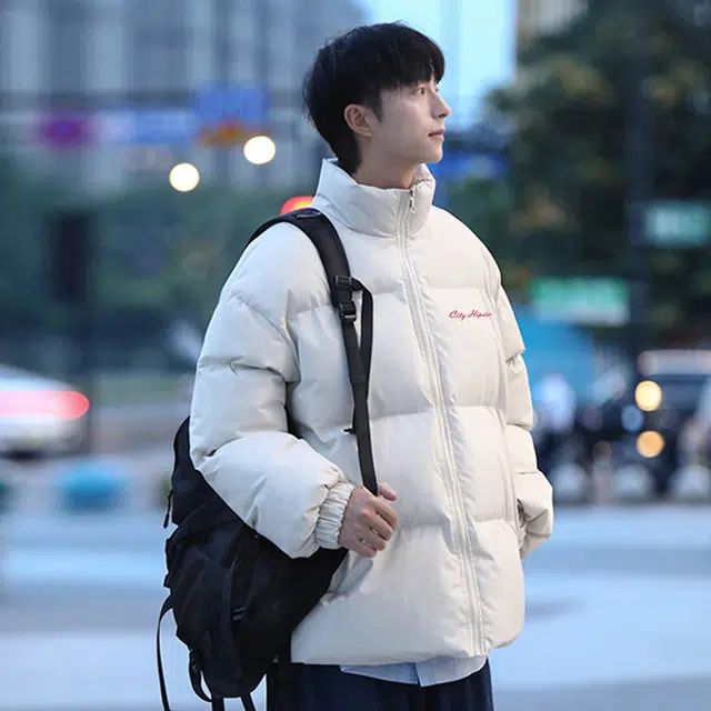 徐百货 复古潮流简约上衣外套高级感艺术签名字母基础款美式高街宽松面包服痞帅百搭棉服 男女同款