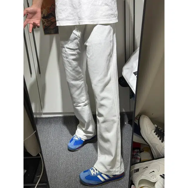 徐百货 美式复古纯色微喇潮牌修身百搭牛仔裤 男女同款