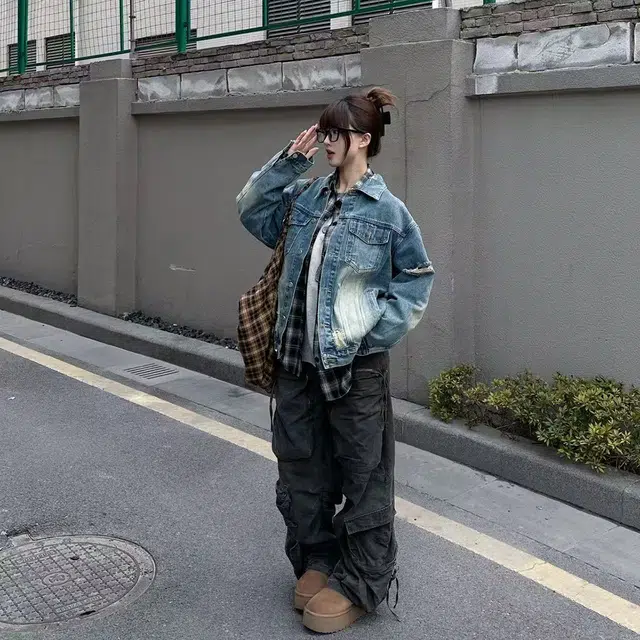 徐百货 美式高街水洗做旧飞行员夹克复古潮牌百搭上衣潮流牛仔外套 男女同款
